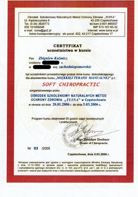 Kurs Miękkiej Hiropraktyki