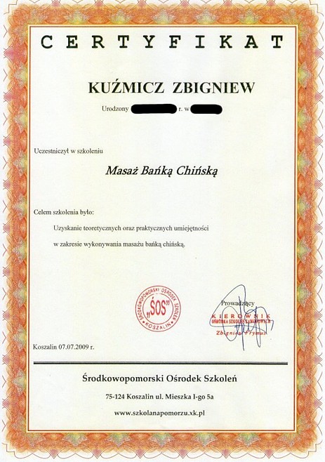 Kurs Masażu Bańką Chińską