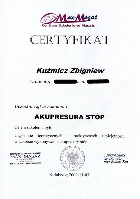 Kurs Akupresury Stóp