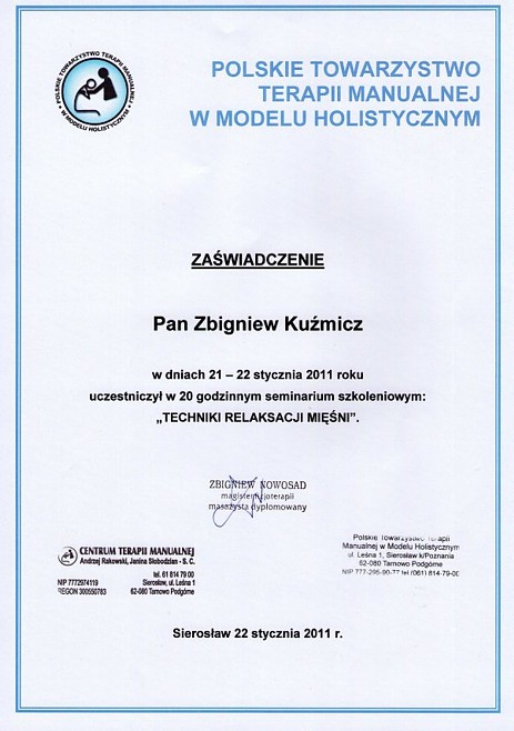 Seminarium „Techniki Relaksacji Mięśni”