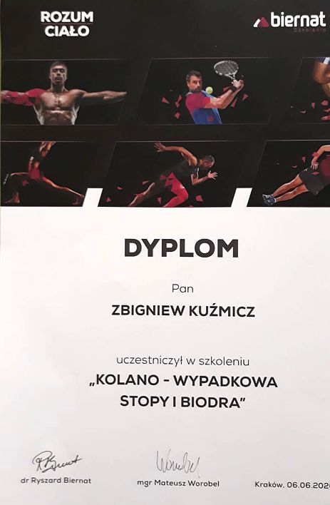 Certyfikat - Kolano - wypadkowa stopy i biodra