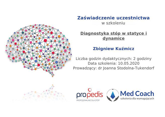 Certyfikat - Diagnostyka stóp w statyce i dynamice