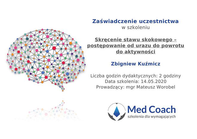 Certyfikat - Skręcenie stawu skokowego