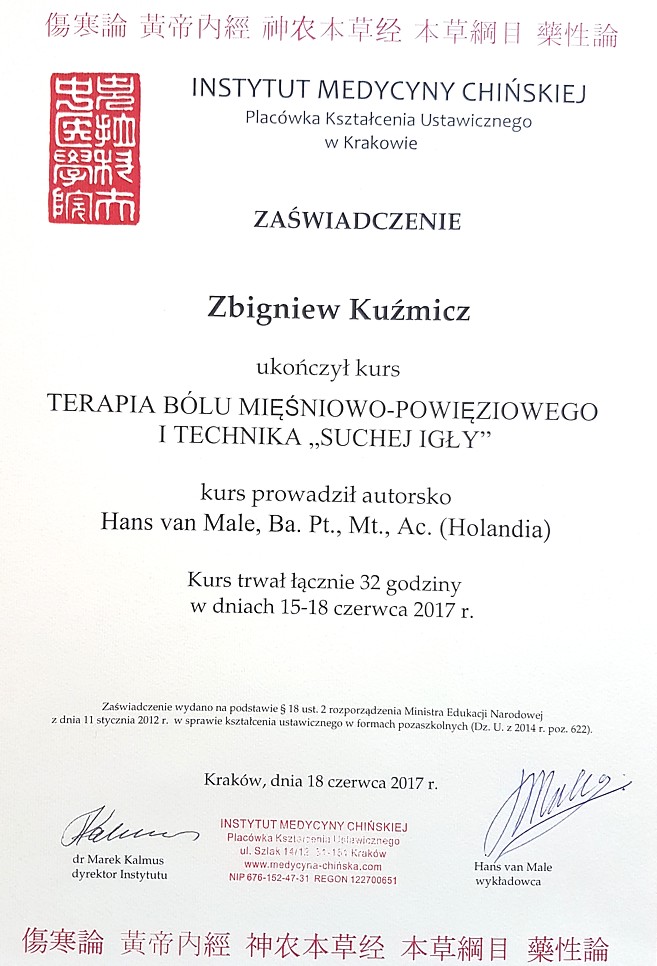 Kurs Terapia bólu mięśniowo-powięziowego i technika Suchej Igły