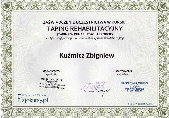 Kurs tapingu w rehabilitacji i sporcie